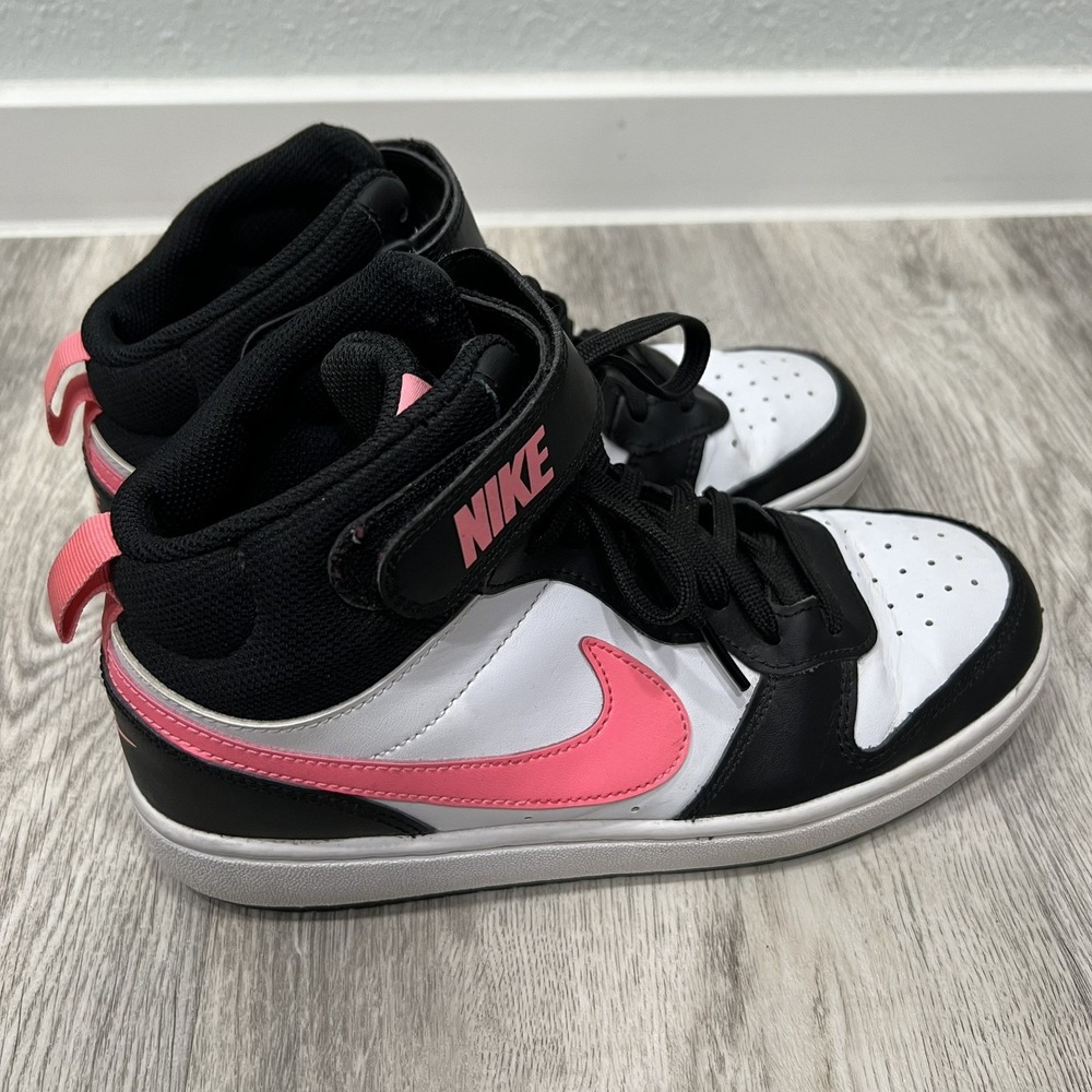Size 6.5 (GS) - Nike Court Borough 2 Mid White Sunset Pulse - Picture 5 of 9